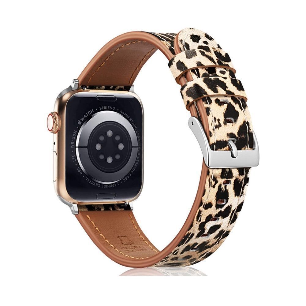 Leather Leopard Band Compatible with Apple Watch - Picture 5 of 5